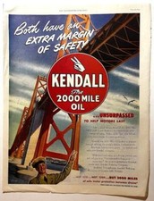 KENDALL OIL ~ 1946 Full Page Advertisement