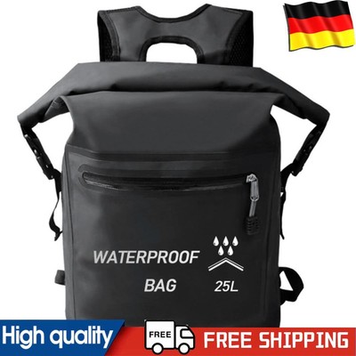 25L Waterproof Backpack Dry Backpack for Fishing Trekking Sailing (Black)