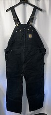 Carhartt RO1 BLK Men's Black Duck Canvas Bib Overalls Uninsulated 48x28 P103