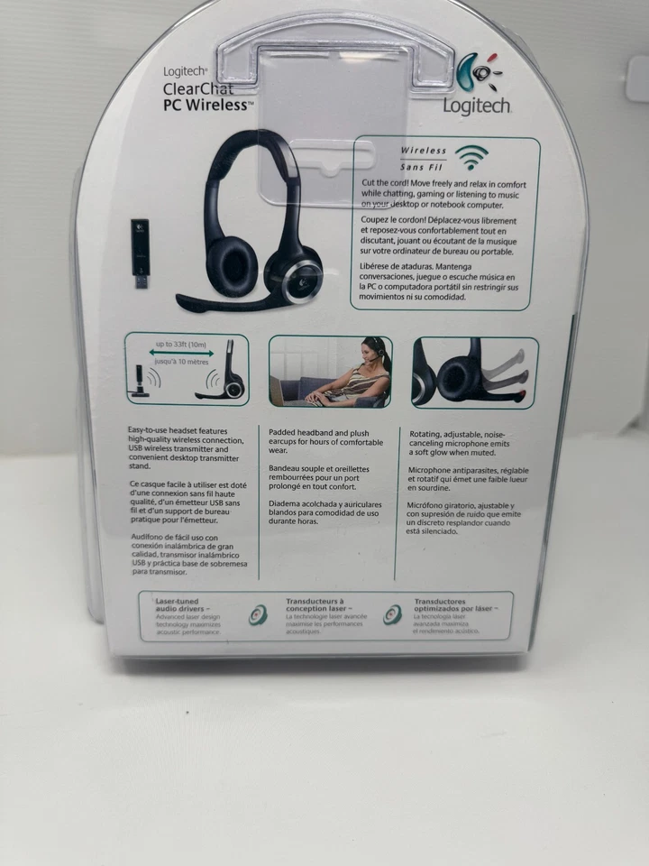 Logitech ClearChat PC Wireless Headset USB Noise Cancelling Mic New Sealed - Image 2 of 2