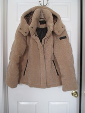 Sanctuary Sherpa Hooded Puffer Jacket Size L  Faux Fur  Tan