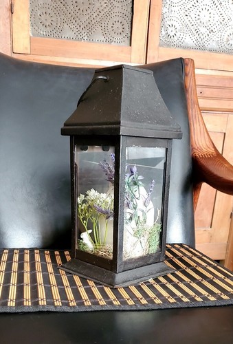 Large Vintage Black Metal Lantern With Glass Sides - Bild 7 von 11