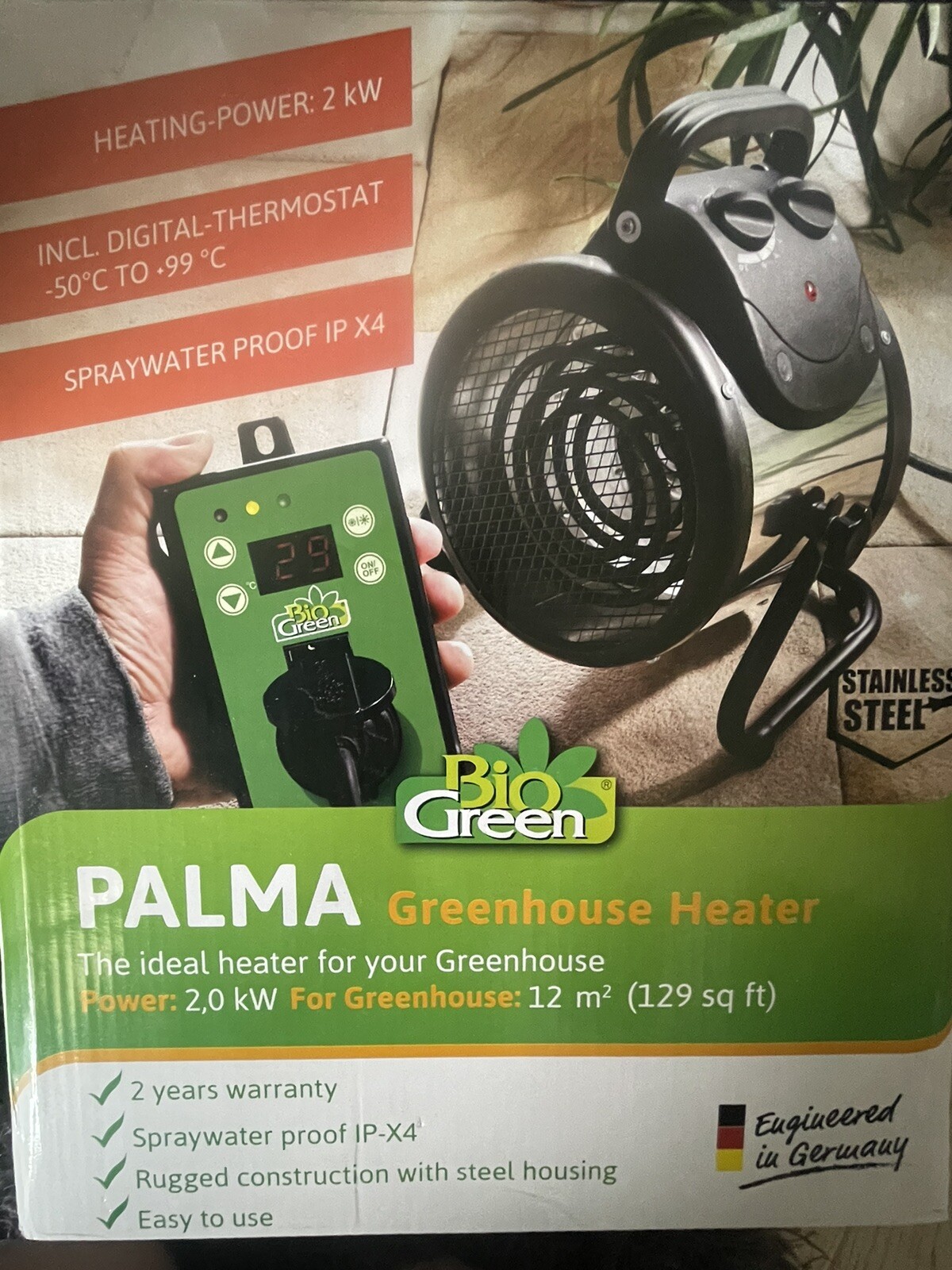 Bio Green Palma 2kw Greenhouse Heater with Digital Thermostat