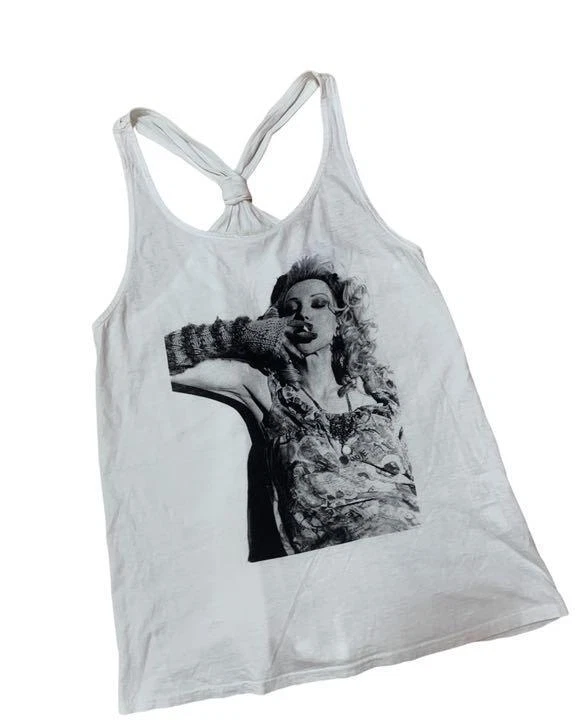 Hysteric Glamour COURTNEY LOVE Tank Top Photo Print White ONE SIZE Cotton 100%