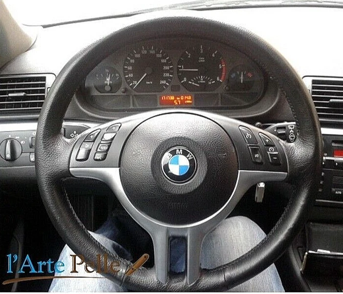 Cubierta de volante para BMW e46 - X 5 cuero genuino negro para reemplazar y coser a mano - Imagen 1 de 4