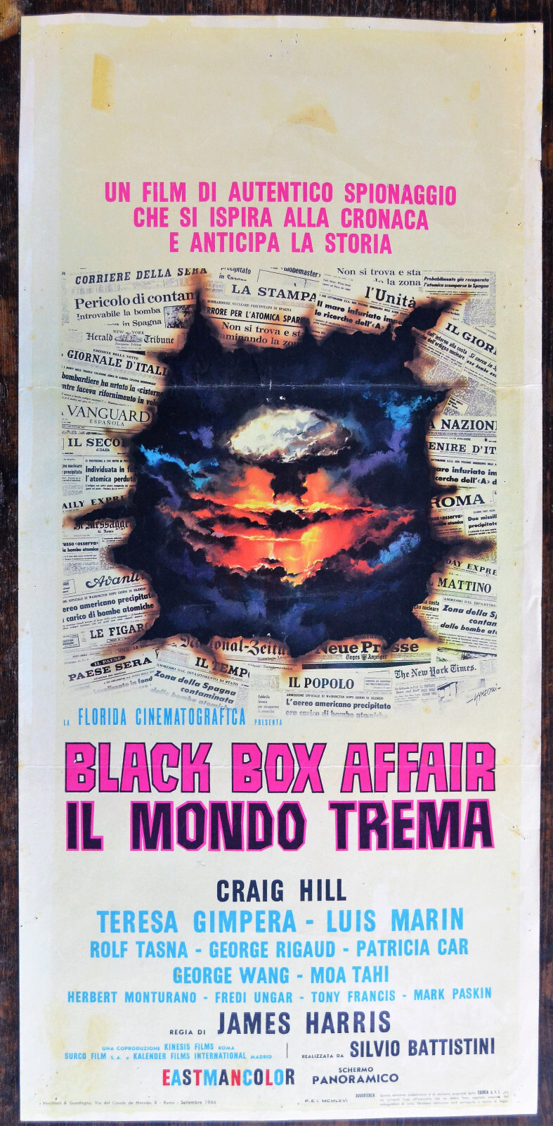 Locandina originale film Black Box Affair - Il mondo trema (1969) - Regia di Marcello Ciorciolini