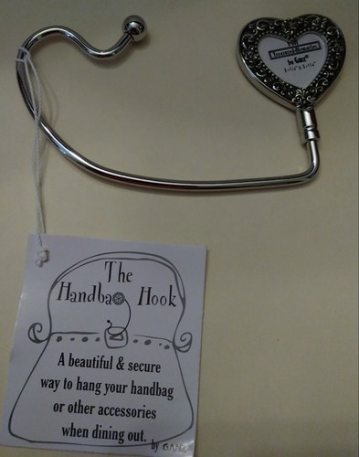 Silvertone Heart-shaped Frame Handbag Purse Hook By Ganz Treasured Memories - Picture 6 of 6