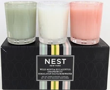Nest Mini Candle Trio: Wild Mint, Grapefruit, And Himalayan Salt & Rosewater 