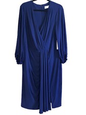 NWT Eliza J Women's Wrap Look 3/4 Sleeve Cobalt Dress Plus Size- 16W
