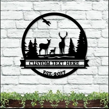 NEXT DAY SHIP Custom Cabin Sign, Deer Metal Sign, Family Name Sign, Outdoor