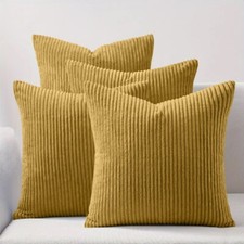 Pack of 4 Stripe Velvet Cushion Covers Decorative 18 x 18 Square Cushions Throw