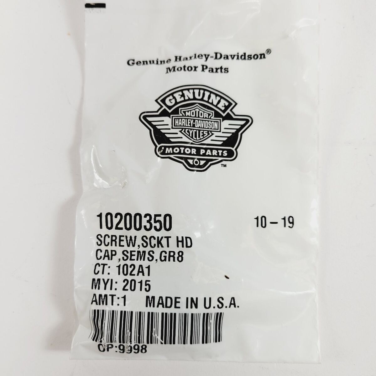 Harley-Davidson Screw 1/4-20 X 1-1/8 Sems Hex Socket Head Harley-Davidson Screw 1/4-20 X 1-1/8 Sems Hex Socket Head