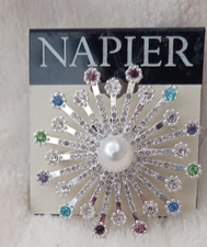 New Napier Silver Tone Starburst Pin