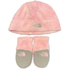 The North Face infant Osito beanie hat mittens set pink baby girl