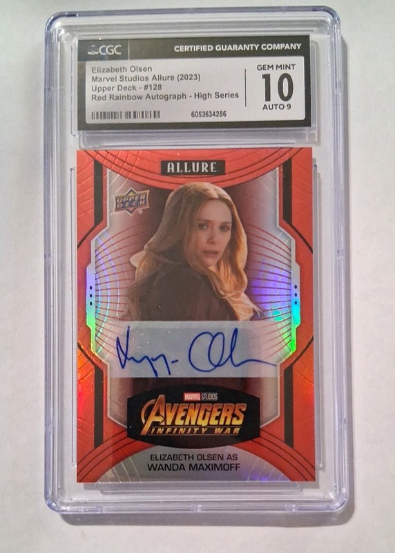 2022 Upper Deck Marvel Allure Rainbow Auto #128 Elizabeth Olsen CGC 10 Auto 9