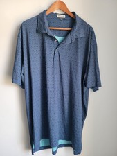 Peter Millar Summer Comfort Polo Shirt Mens XXL Blue Logo Print Golf Stretch