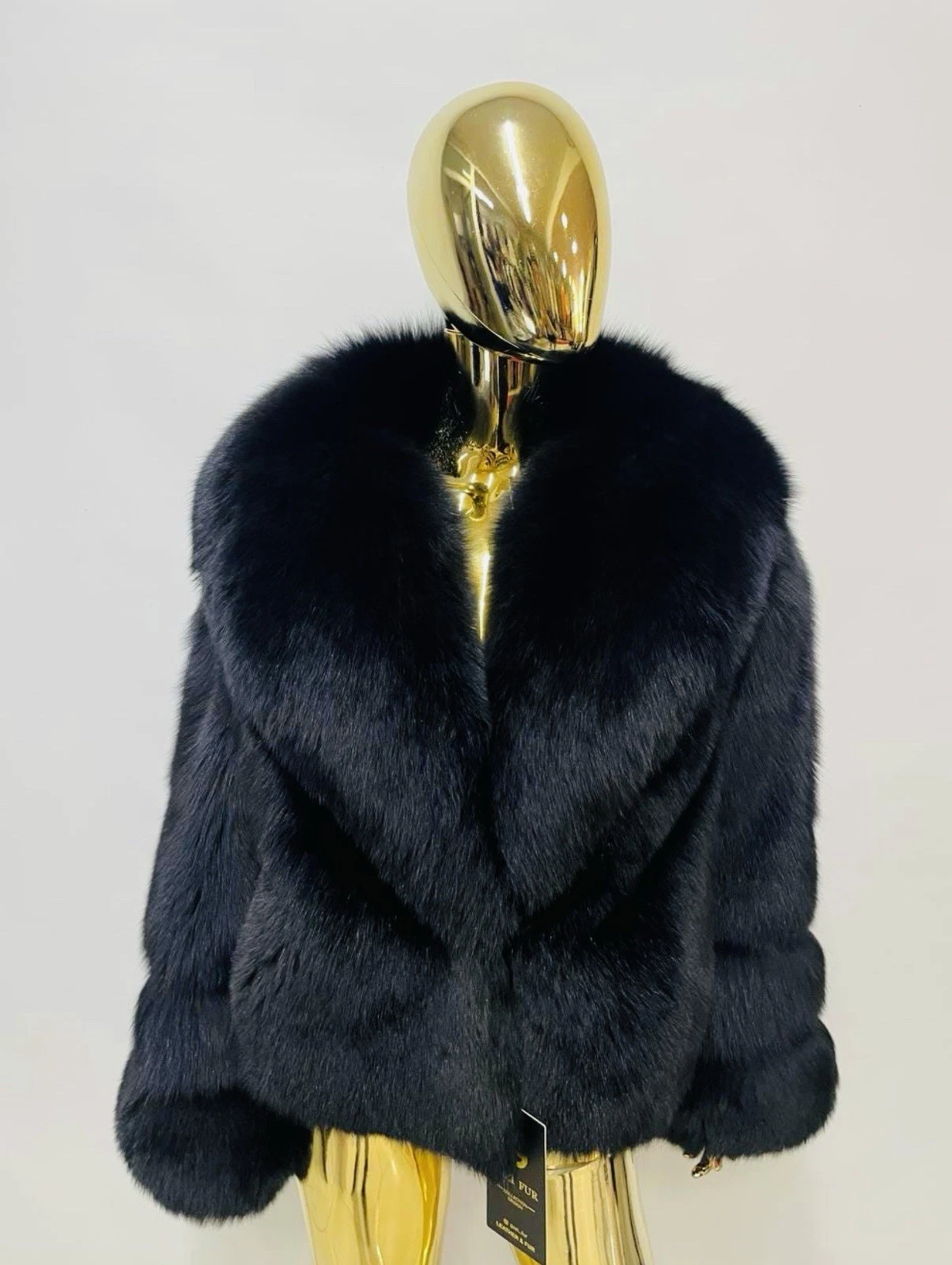 Premium Black Fox Fur Jacket for Women – Short Designer Fur Coat