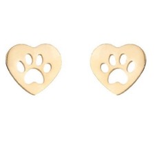 Paw Print Heart Earrings Women  s Studs New Animal Lover Jewelry Gift Stocking