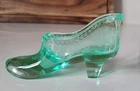 Beautiful Fenton  Sea Mist Green Glass Slipper. State Fair Etching 1946
