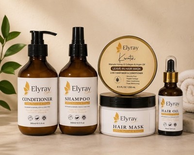 Elyray Hair Care Set Shampoo Conditioner Hair Mask Leave-In Oil 5Pc