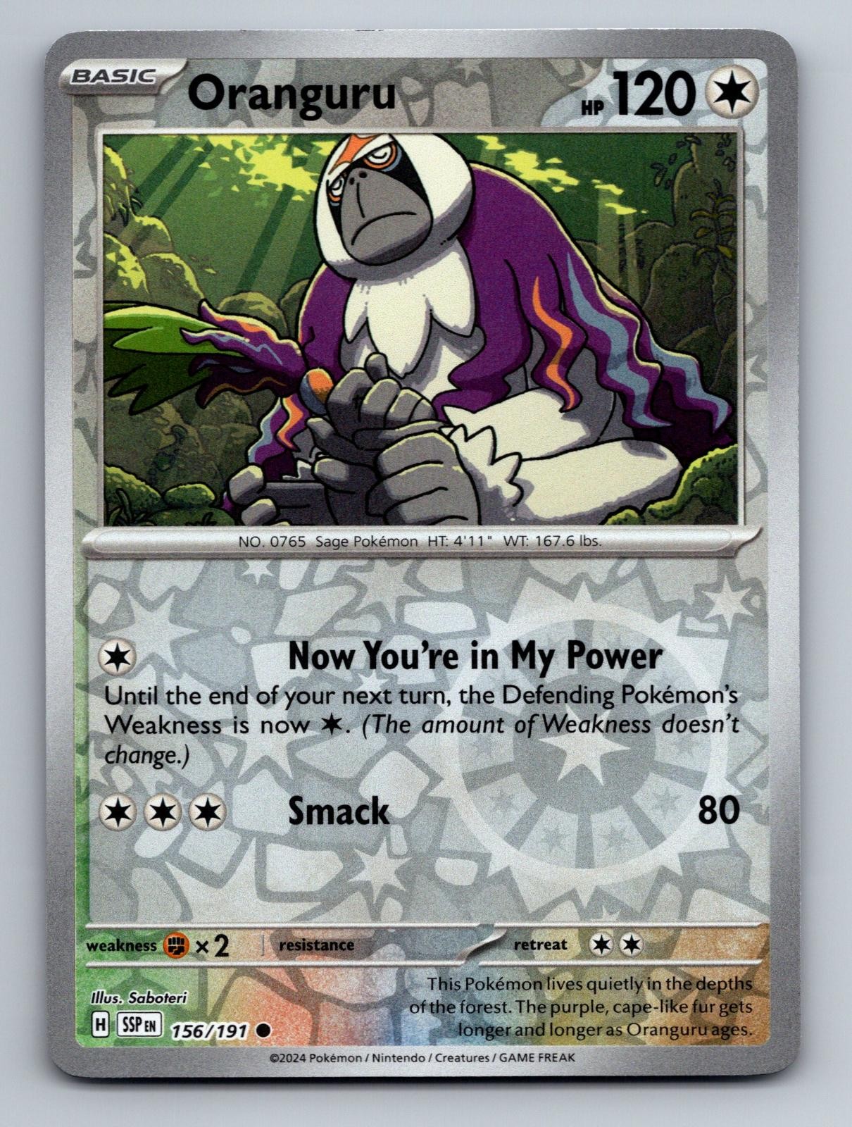 Oranguru 156/191 Common Surging Sparks Pokemon Near Mint Reverse Holo