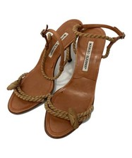 Manolo Blahnik          Rope strap heeled sandals beige