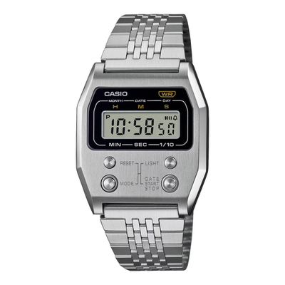 美品 CASIO A1100D-1 シルバー CASIO A1100D-1VT A1100D A1100 VINTAGE SERIES SILVER DIGITAL WATCH