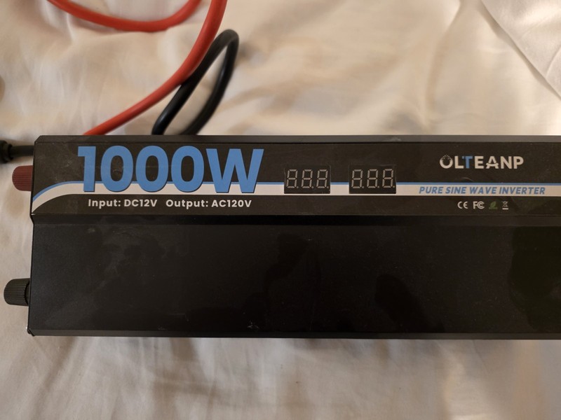 OLTEANP 1000W Pure Sine Wave Power Inverter 2 AC Outlets