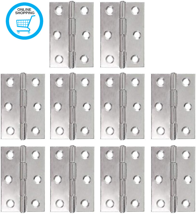 10Pcs Butt Hinges 50Mm Hinges Small Hinges Stainless Steel Door Hinges Internal