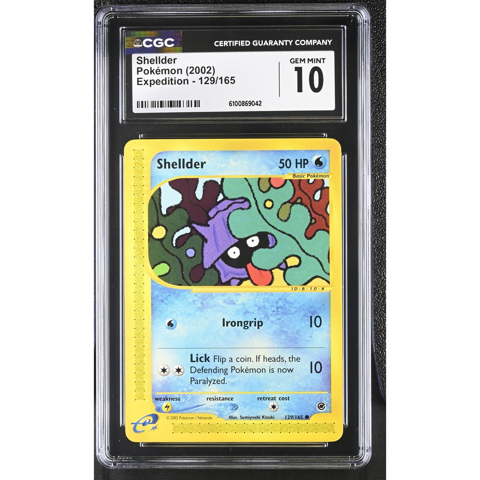 CGC 10 GEM MINT Shellder 129/165 Pokémon Expedition Non Holo Graded Card (PSA)