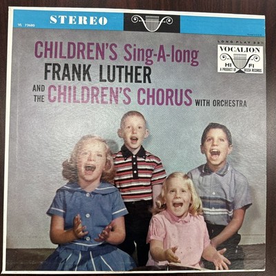 VTG CHILDREN'S SING-A-LONG FRANK LUTHER AND THE CHILDREN'S CHORUS LP 33 VINYL 