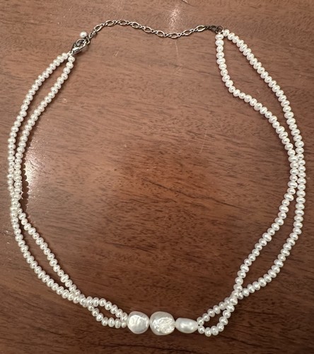 Double Strand Freshwater Rice Pearl Necklace