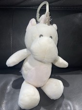 KELLYBABY Kellytoy White Cream Unicorn Clip Stroller Pram Plush Rattle Toy FAST 