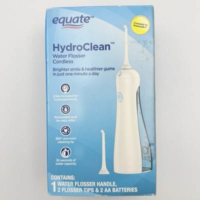 Equate HydroClean Cordless Water Flosser w/ 2 Pressure Tips & Batteries NEW