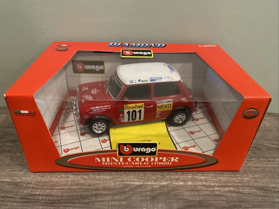 Burago 1960 Mini Cooper Monte Carlo 1/16 Diecast Car Italy 34109 Model #101 - Image 2 of 4