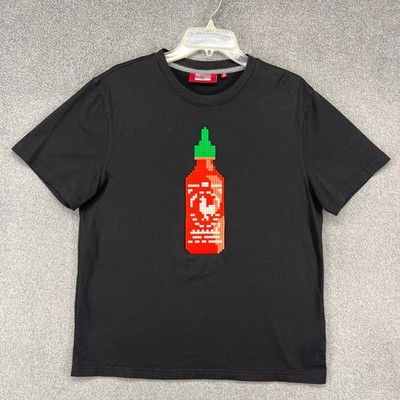 Mostly Heard Rarely Seen 8-bit T-Shirt Mens M Black Sriracha Pixel Graphic Tee