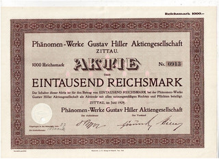 Phänomen Werke...Zittau 1929 1000 RM