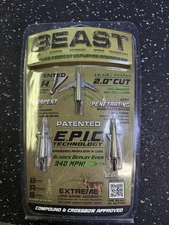 Beast Broadheads Aluminum 2 Blade 100gr 2.0" 3 Pack BRAND NEW