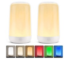  2 Pack RGB Touch Bedside Lamp for Nightstand, 3 Color Temperatures Rechargeabl