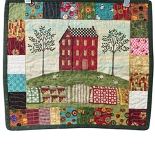 Handmade Quilted Placemats Set of Two Farmhouse Floral Vegetable Print 16x14.5