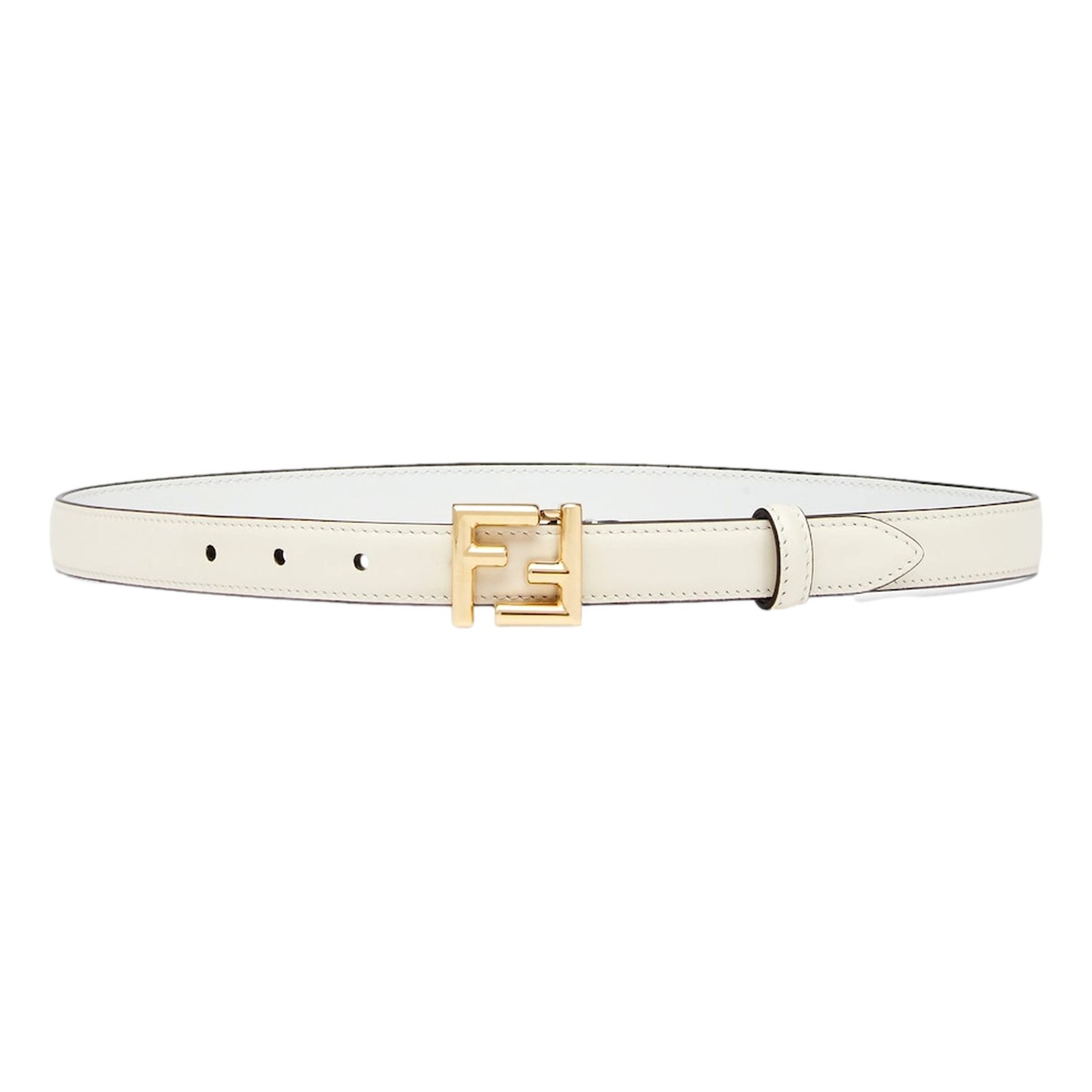 New Fendi White Leather FF Logo Buckle Belt Gold Hardware Size 90/36 Italy