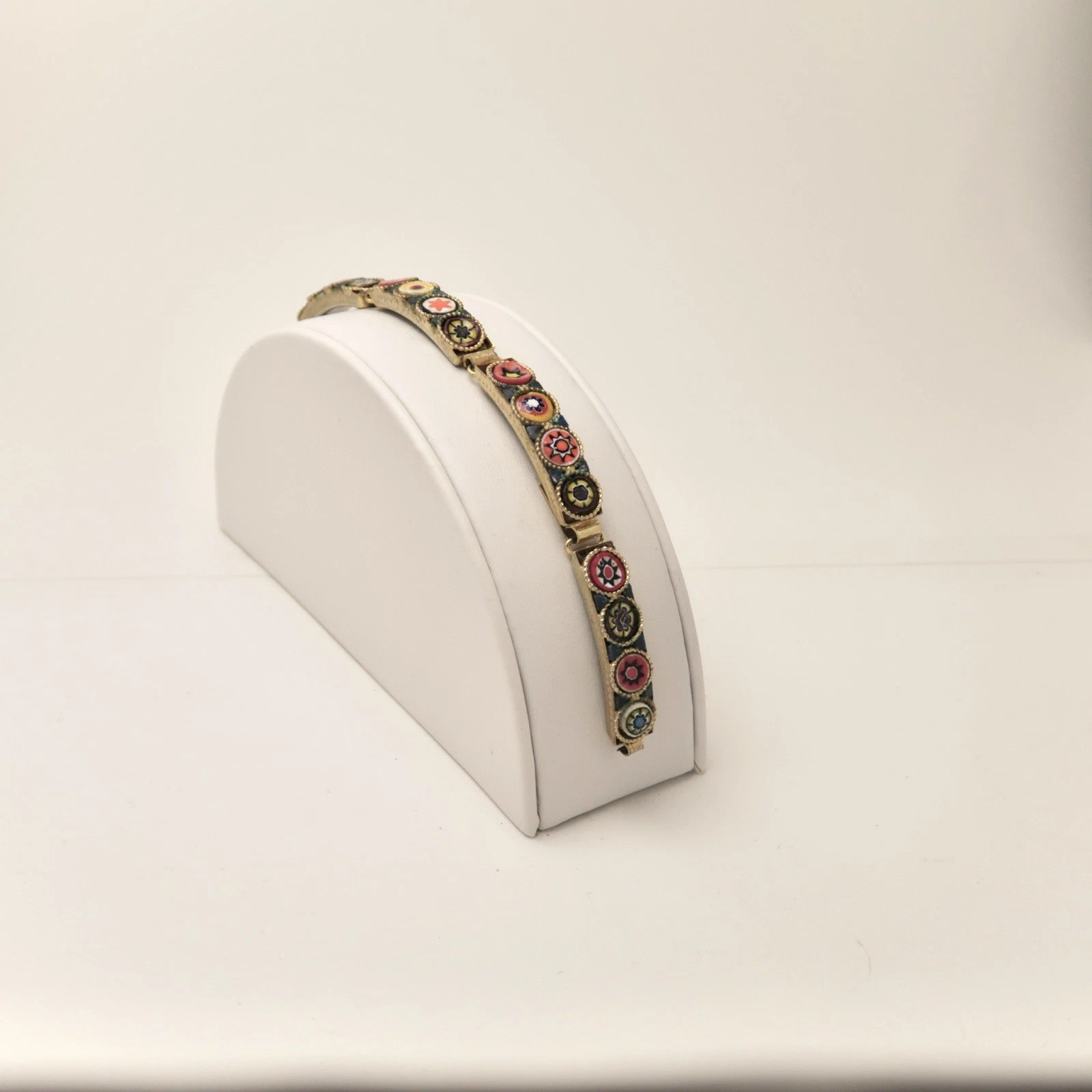 Italian Micro Mosaic 4-Panel Millefiori Vintage Bracelet Jewelry Br177