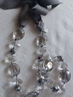 Faceted Bold Crystal Statement Necklace Ribbon Tie Adjustable Long Sparkly! — photo 7