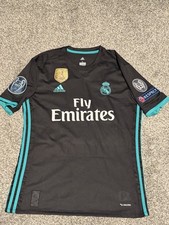 Camiseta Adidas Climacool Real Madrid 2017-18 Visitante L Negra Fly Emirates FIFA