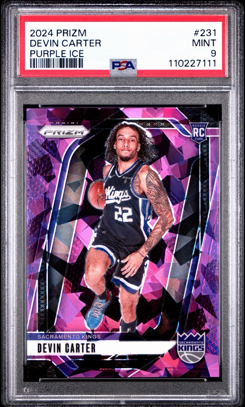 2024-25 Prizm - Devin Carter #231 Purple Ice Prizm /149 (RC) PSA 9 Kings