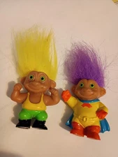 2 VINTAGE SOMA BABY TROLLS YELLOW HAIR PURPLE HAIR