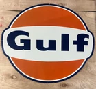 Vintage DSP Gulf Gas & Oil Porcelain Enamel Sign 54x48".