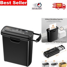 Portable 6-Sheet Paper Shredder for Home: Strip-Cut with Overheat Protection