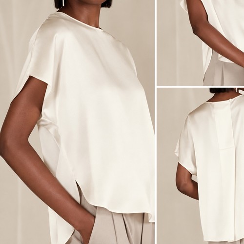 Banana Republic, Banana Republic Bliss 100% Silk Dolman Top Off White XS Lagenlook Old Money