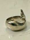 Wonderful Vintage 925 STERLING SILVER WHALE RING size 10 NAUTICAL  12.7 Grams